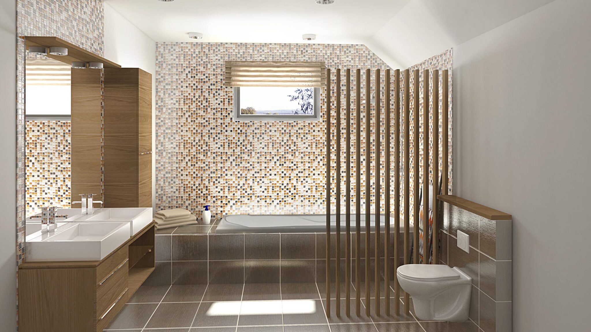 Salle de bains moderne - Maison ossature bois Clever'hom